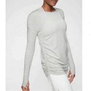 Athleta Gray Drishti Ruched Long Sleeve Tunic Top Size XS